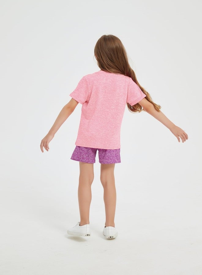Phedrew 5-Pack Girls' Short Sleeve T-Shirts Youth Athletic Quick Dry Tops Multipack (5-18 Years), Pink/Mint Green/Sky Blue/Lavender Purple/Hot Pink, 5-6 Years - Image 5