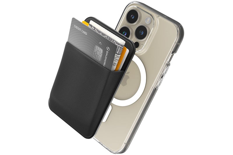 AWH Stretchy Magnetic Phone Wallet, Slim Stick-On MagSafe Card Holder for iPhone 12-15 Series, M-Basic Black - Image 1