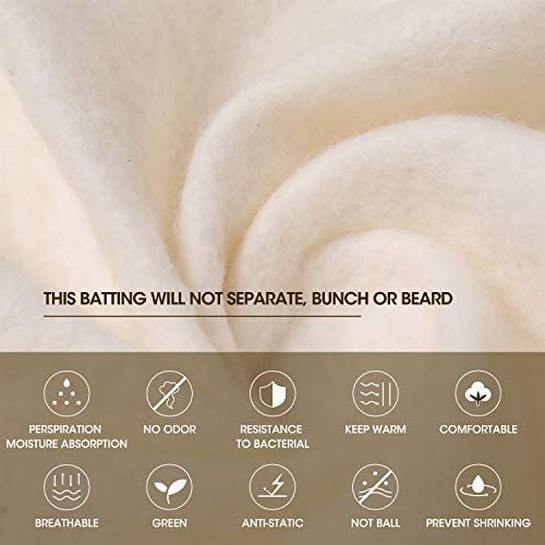 Zipcase 90 Inches X 108 Inches Queen Size Warm Soft Natural Cotton Batting for Quilts Quilting & Craft - Image 2
