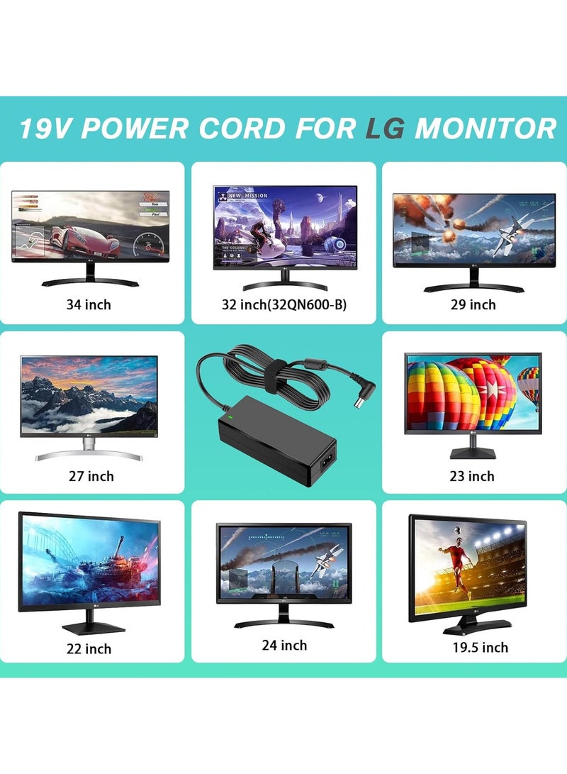 Max Power 19V 3A 3.42A 65W AC/DC Adapter Charger for ASUS HP AOC MSI Philips BenQ Monitors,Polk Braven Elite Speakers,Mini PC MINISFORUM UM690 UM700 UM773 intel NUC i5 i7 i8/NiPoGi CK10 Power Supply Cable - Image 3