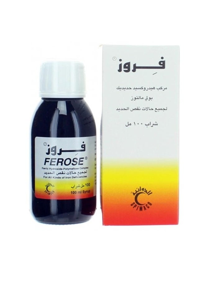 FEROSE - Ferric Hydroxide Polymaltose Complex Syrup: Comprehensive Iron Deficiency Solution - 100ml - Image 1