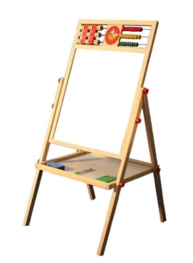 KEVIN 2 in 1 Kids Easel Height Adjustable Double Sided Art Painting Activity Easel Stand Wooden Dry Erase Board With Whiteboard Chalkboard For Toddler Boys Girls - Image 2