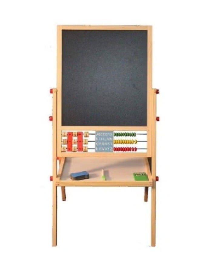 KEVIN 2 in 1 Kids Easel Height Adjustable Double Sided Art Painting Activity Easel Stand Wooden Dry Erase Board With Whiteboard Chalkboard For Toddler Boys Girls - Image 3