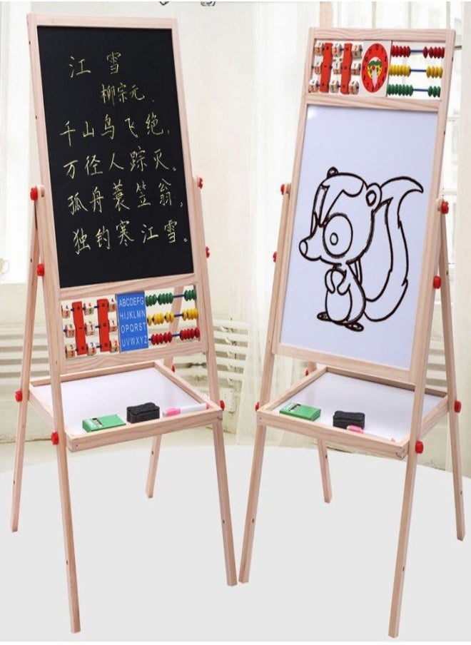 KEVIN - 2-In-1 Drawing Board Blackboard And Magnetic Drawing Board Game Adjustable Wooden Creative Compact Size Light Weight Drawing And Writing Board - Image 1