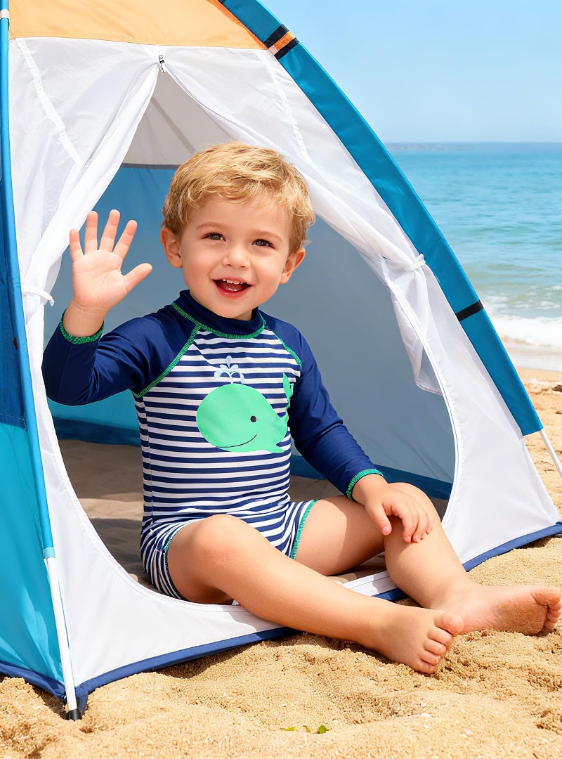 ADUKIDE Toddler Swimsuit Size 12-18 Months Baby Boy Whale One Piece Bathing Suit Rash Guard Zipper Sunsuit with Hat UV Protection - Image 3