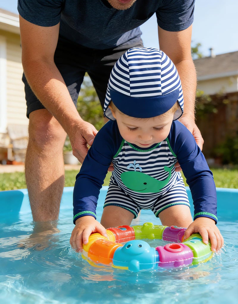 ADUKIDE Toddler Swimsuit Size 12-18 Months Baby Boy Whale One Piece Bathing Suit Rash Guard Zipper Sunsuit with Hat UV Protection - Image 2