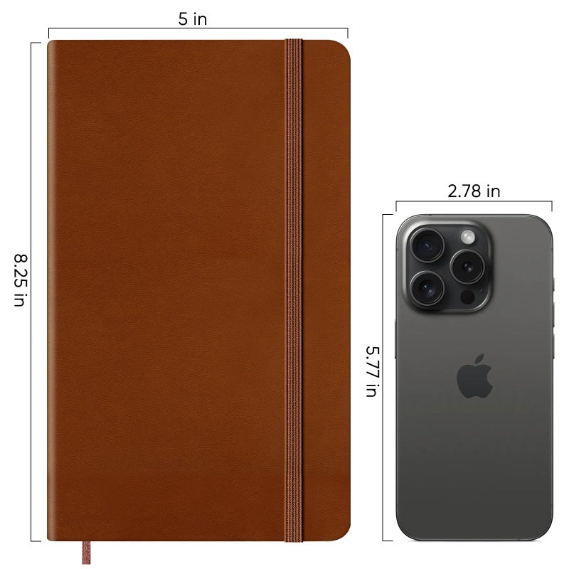Wiisdatek Notebook Journal, Lined Leather Hard Cover,100Gsm Thick Paper with Inner Pocket for Writing Note Taking Office School,5"Ã—8.25"(Brown) - Image 4