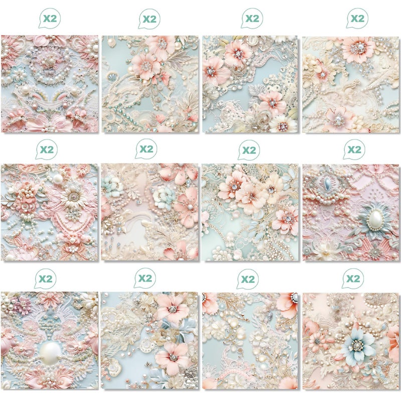 WLXTREE Scrapbook Paper 6x6, 24 Sheets Vintage Scrapbooking Floral Single-Side Card Stock Paper Pack for Art Album Junk Journal CardMaking Decorative Scrapbook Supplies - Image 3