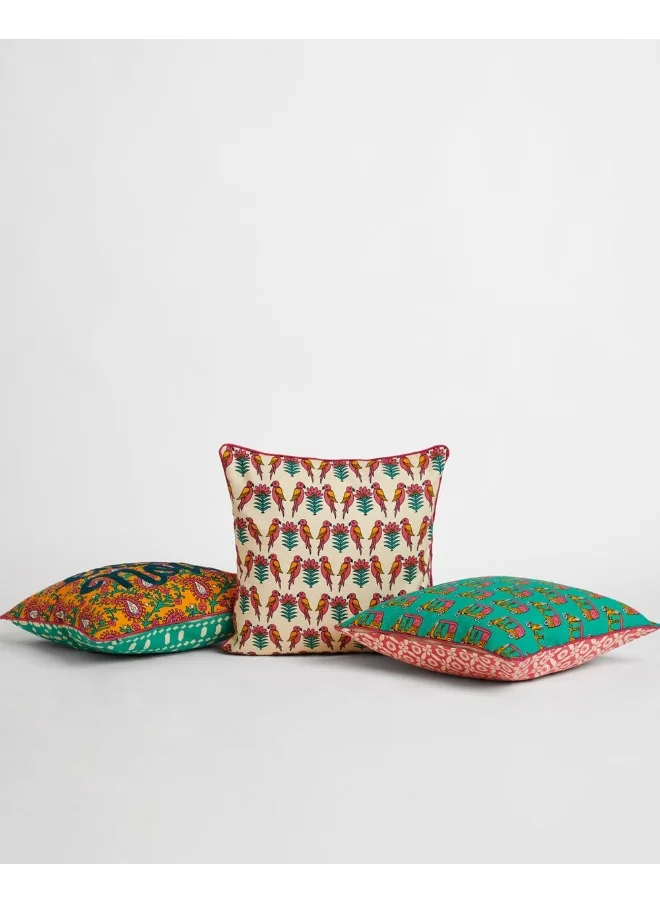 Chumbak Streets of Jaipur Kutch Cushion Covers - Set of 3, 16"