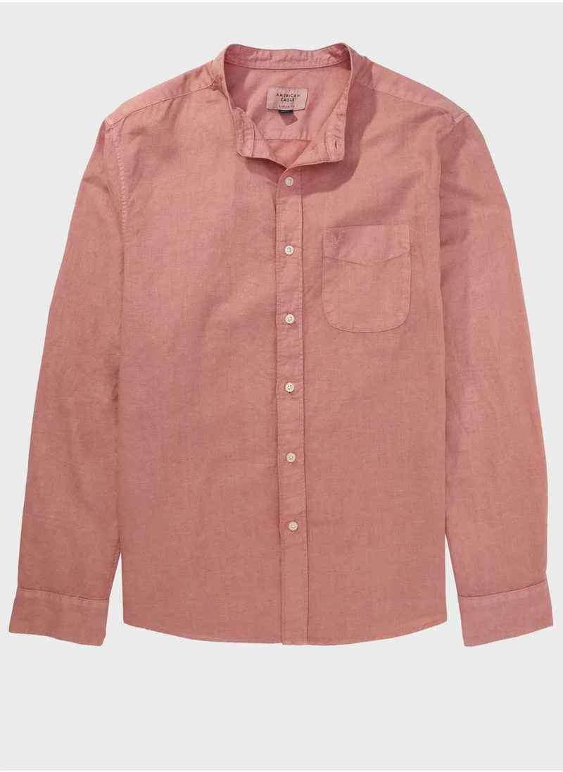 American Eagle Band Collar Classic Fit Shirt