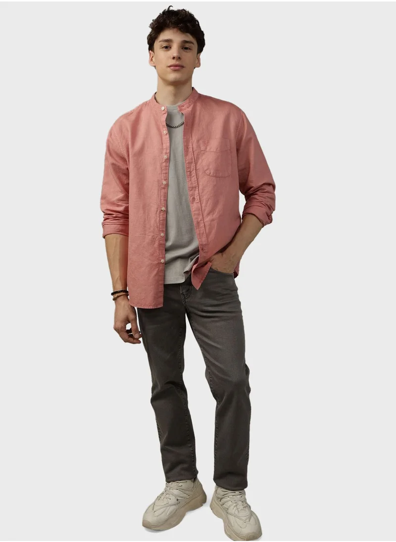 American Eagle Band Collar Classic Fit Shirt