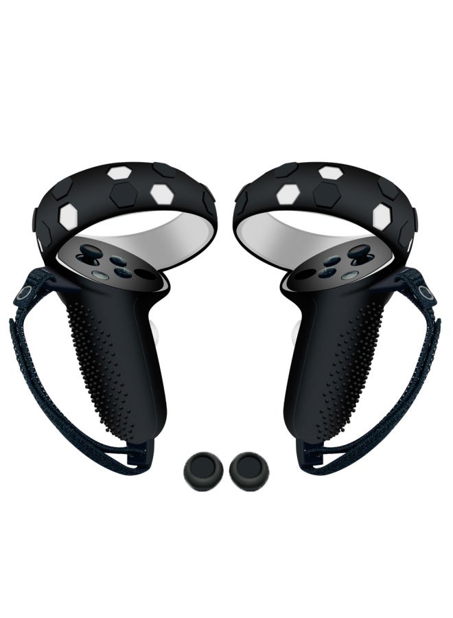 غطاء سيليكون مضاد للانزلاق لجهاز Oculus Quest2 Vr مقبض الجيل الثاني من وحدة التحكم Vr غطاء حماية غطاء مقبض لوحة الألعاب - الطراز: غطاء مقبض Quest2 شامل عالي الجودة أسود + غطاء الروك - Image 1