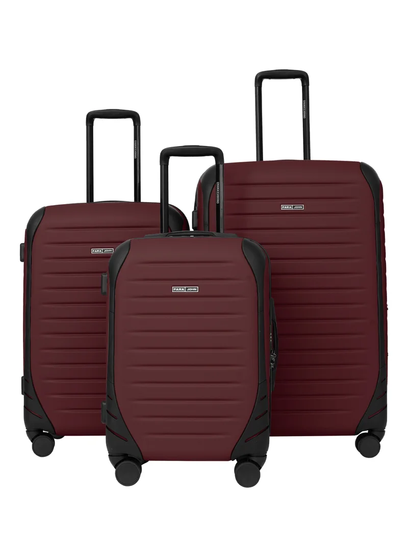 Parajohn Altiv Series 3 Piece Lightweight Luggage Set | Small 10KG, Medium 20KG & Large 30KG ABS 8 Wheels Luggage - Burgundy