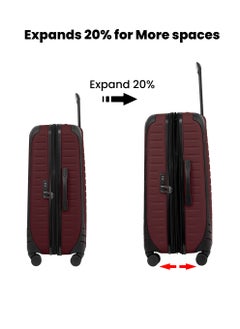 PARAJOHN PARAJOHN ALTIV 3 Pieces ABS Luggage Trolley Set - BURGUNDY  - Image 3
