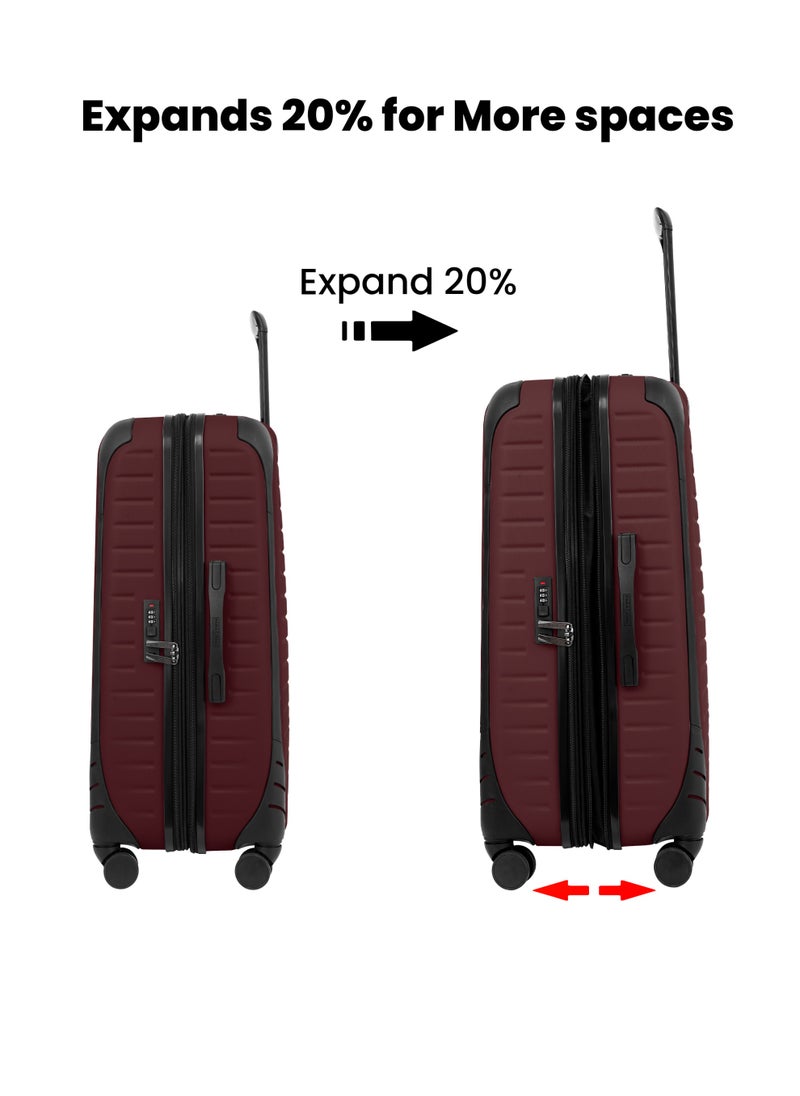 PARAJOHN PARAJOHN ALTIV 3 Pieces ABS Luggage Trolley Set - BURGUNDY  - Image 3