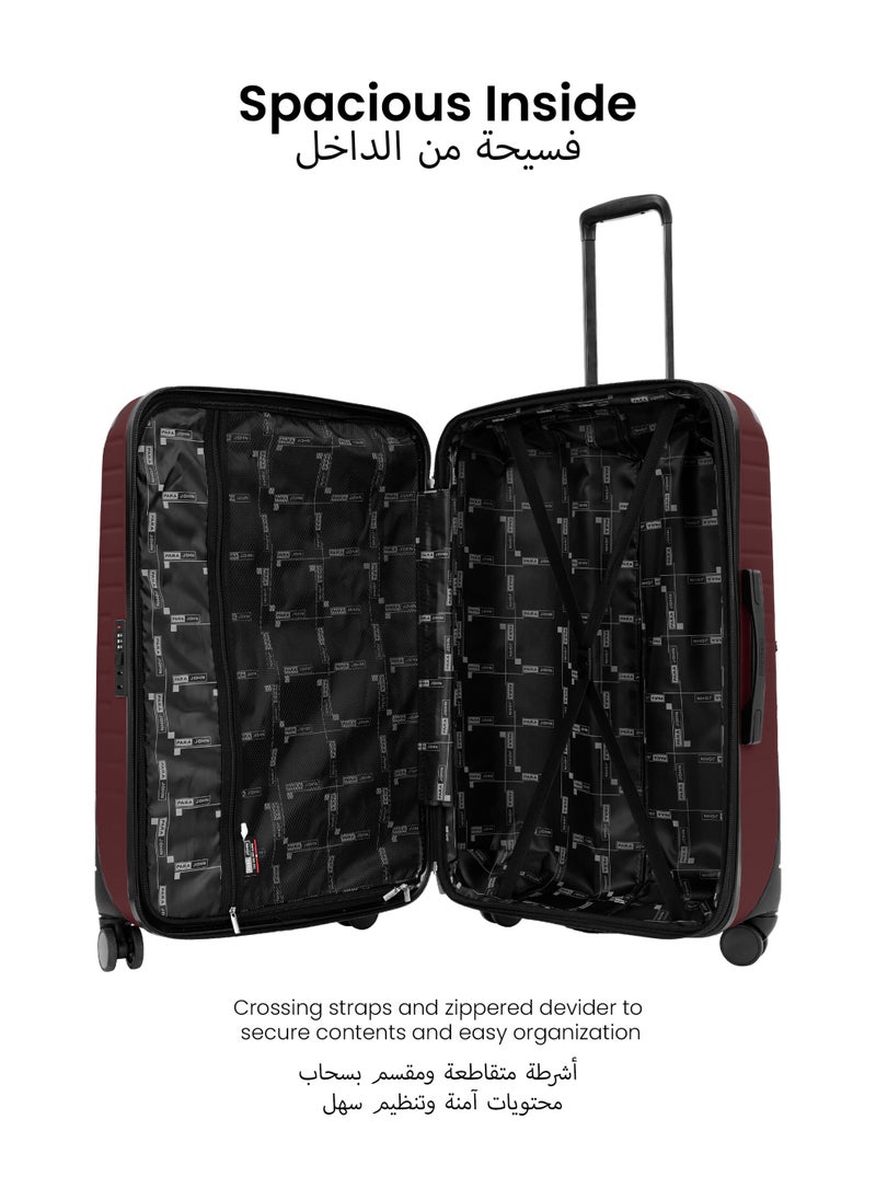PARAJOHN PARAJOHN ALTIV 3 Pieces ABS Luggage Trolley Set - BURGUNDY  - Image 5
