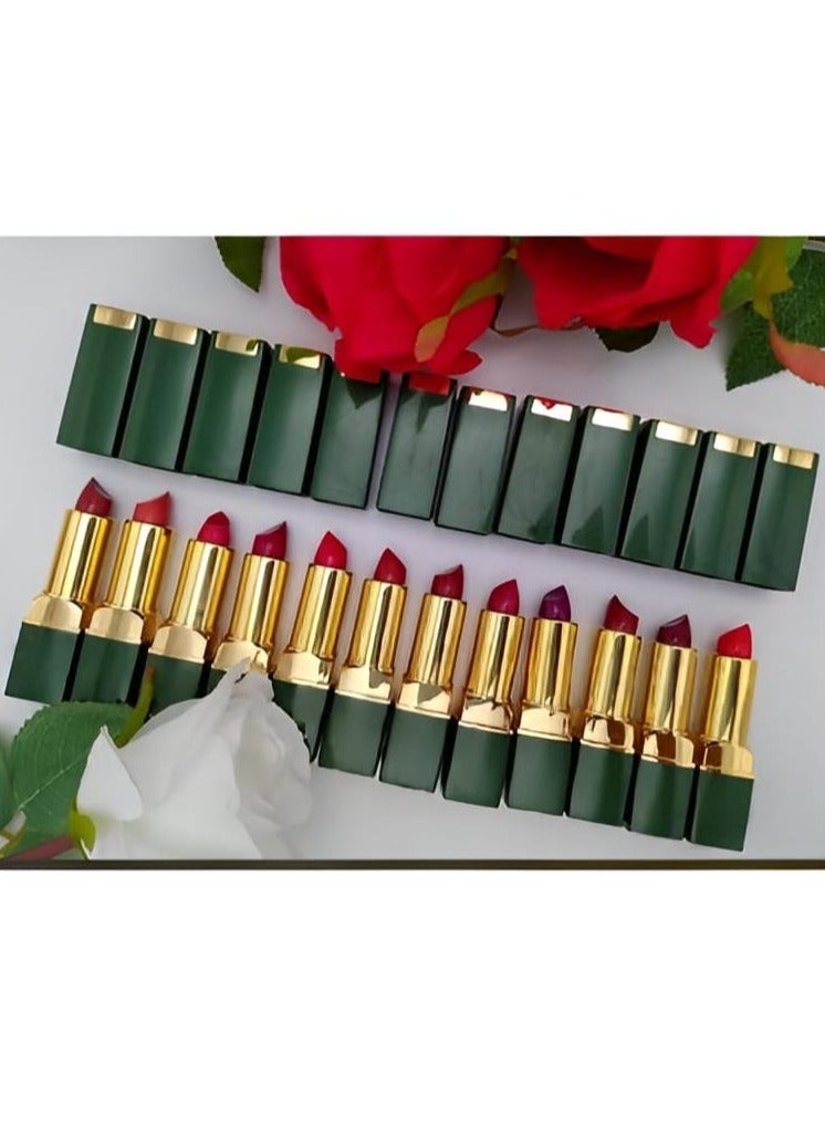 طقم أحمر شفاه غير لامع مكون من 12 قطع متعدد الألوان