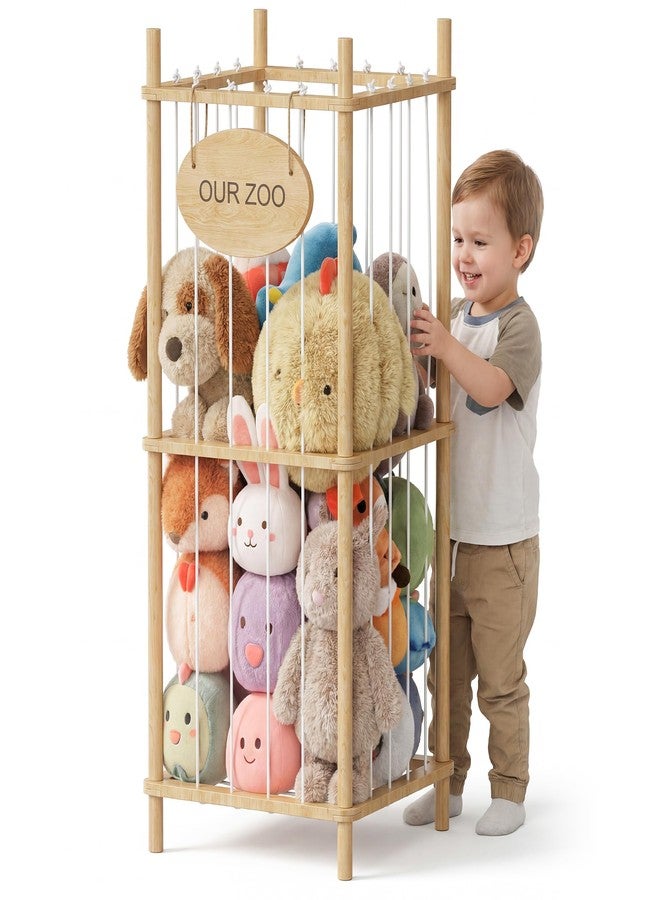 Brelley Stuffed Animal Storage Wood Toy Storage Organizer, Large Toy Chest Stuffed animal holder for Kids Nursery Playroom Bedroom - Image 1