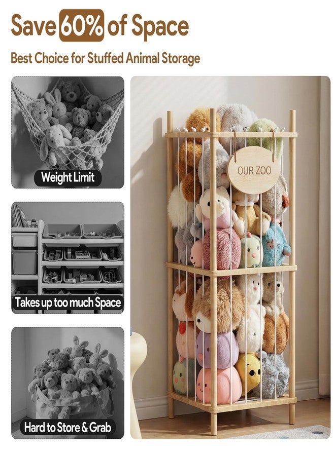 Brelley Stuffed Animal Storage Wood Toy Storage Organizer, Large Toy Chest Stuffed animal holder for Kids Nursery Playroom Bedroom - Image 3