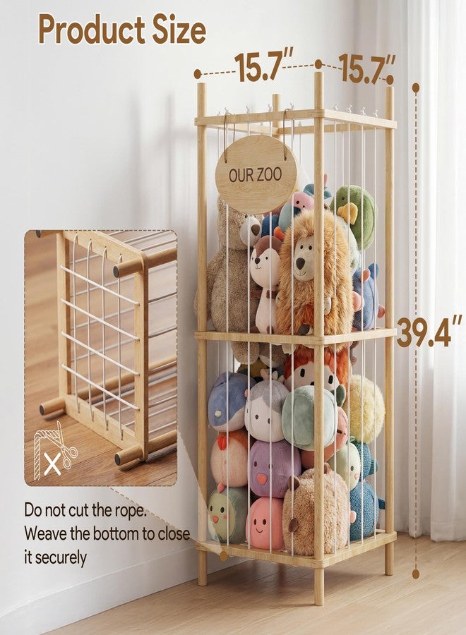 Brelley Stuffed Animal Storage Wood Toy Storage Organizer, Large Toy Chest Stuffed animal holder for Kids Nursery Playroom Bedroom - Image 2