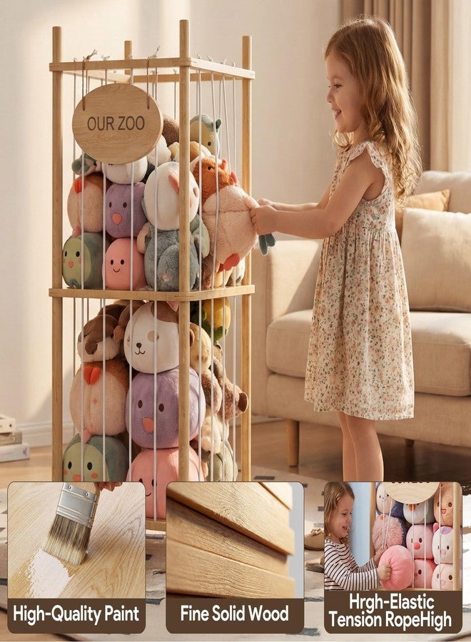 Brelley Stuffed Animal Storage Wood Toy Storage Organizer, Large Toy Chest Stuffed animal holder for Kids Nursery Playroom Bedroom - Image 4