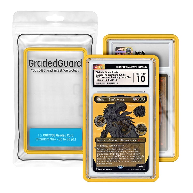 GradedGuard Graded Card Case for Standard CGC Slab Case Multiple Colors Soft Touch Matte Finish Stackable Made to Fit CGC Solid TPU and PC Design Yellow - Image 2