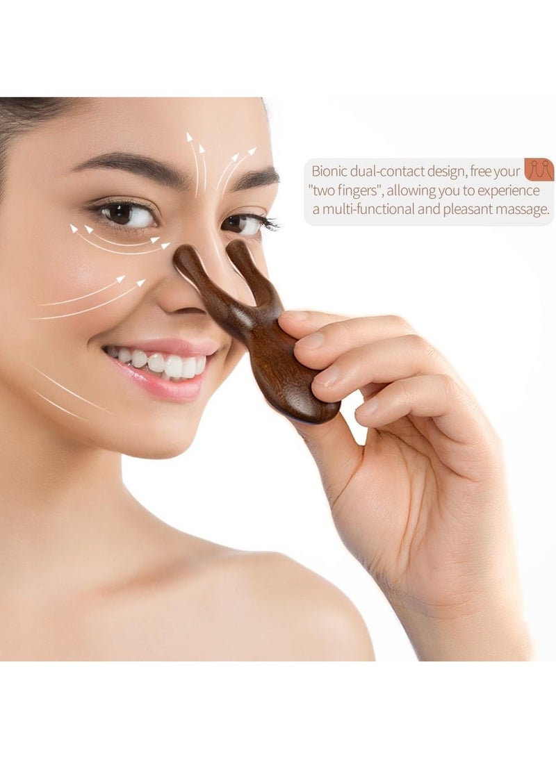 Flavoma Natural Wooden Gua Sha Facial Tools - Head Massager Sandalwood Wood Massage Tools for Face, Nose and Eye - Multifunctional Wood Therapy Massage Tools - Handheld Meridians Acupressure Tool - Image 4