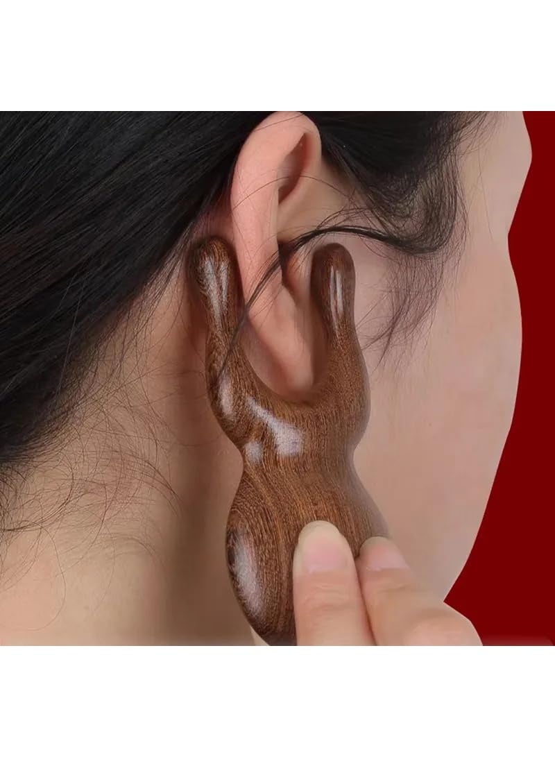 Flavoma Natural Wooden Gua Sha Facial Tools - Head Massager Sandalwood Wood Massage Tools for Face, Nose and Eye - Multifunctional Wood Therapy Massage Tools - Handheld Meridians Acupressure Tool - Image 3