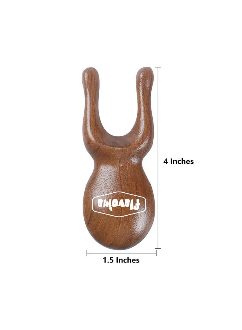 Flavoma Natural Wooden Gua Sha Facial Tools - Head Massager Sandalwood Wood Massage Tools for Face, Nose and Eye - Multifunctional Wood Therapy Massage Tools - Handheld Meridians Acupressure Tool - Image 2