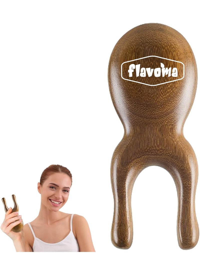Flavoma Natural Wooden Gua Sha Facial Tools - Head Massager Sandalwood Wood Massage Tools for Face, Nose and Eye - Multifunctional Wood Therapy Massage Tools - Handheld Meridians Acupressure Tool - Image 1