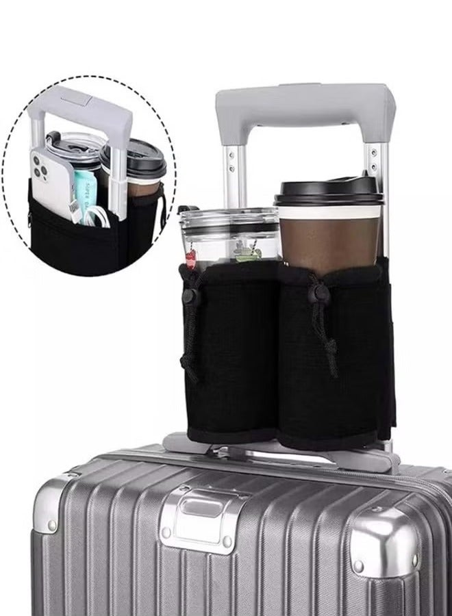 Luggage Cup Holder, Luggage Travel Cup Holder Luggage Drink Holder Gathering Two Coffee Mugs for Rolling Suitcase Small Travel Bag Cup Bag  - Image 4