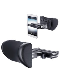 Excefore Adjustable Car Headrest Pillow, Car Neck Pillow for Driving Seat Head Support Memory Foam Rest with Hook and Tablet Phone Holder Mount (1 Set) (Black)  - Image 1