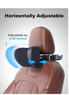 Excefore Adjustable Car Headrest Pillow, Car Neck Pillow for Driving Seat Head Support Memory Foam Rest with Hook and Tablet Phone Holder Mount (1 Set) (Black)  - Image 4