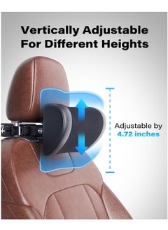 Excefore Adjustable Car Headrest Pillow, Car Neck Pillow for Driving Seat Head Support Memory Foam Rest with Hook and Tablet Phone Holder Mount (1 Set) (Black)  - Image 3