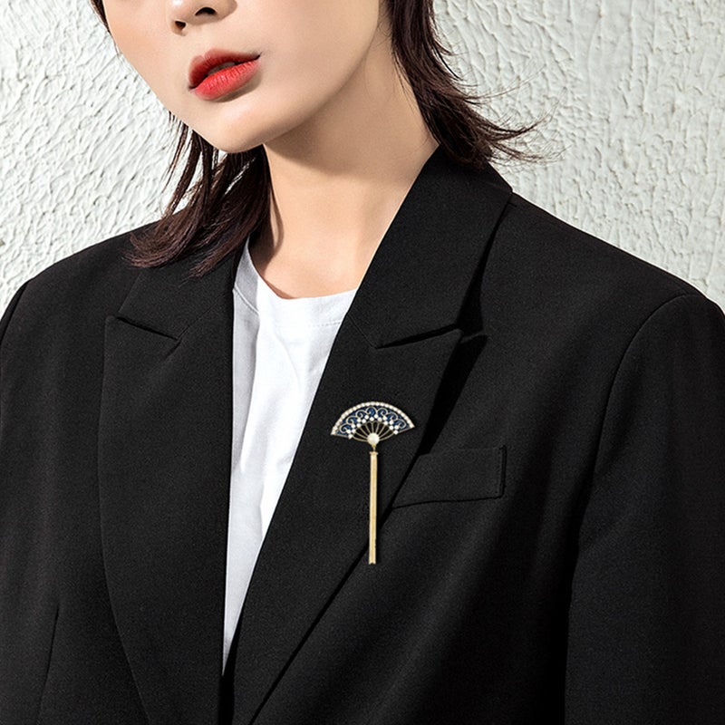 👕 دبوس بروش بشكل مروحة نسائي مطلي بالمينا أزرق ديكور للملابس - Image 4