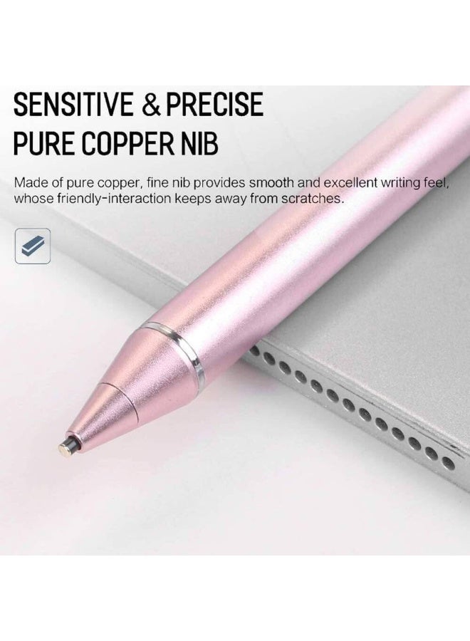 Lacoz 2-in-1 Active Stylus Pen for iOS and Android Touch Screens Rechargeable and Precise Copper Fine Tip Compatible with Mobiles Tablets and Laptops Pink - Image 2