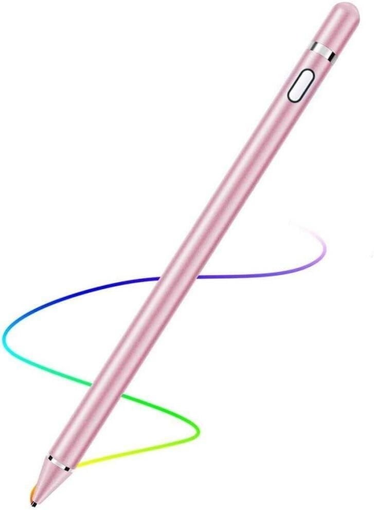 Lacoz 2-in-1 Active Stylus Pen for iOS and Android Touch Screens Rechargeable and Precise Copper Fine Tip Compatible with Mobiles Tablets and Laptops Pink - Image 1