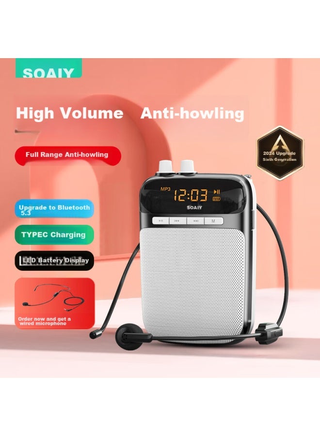 SOAIY S318 Mini Amplifier For Teachers, Usb Flash Drive Tf Card Anti-howling, Built-in 300 Recording Bluetooth Speaker, Loudspeaker Microphone, Tour Guide Loudspeaker, Type-c, Black - Image 1