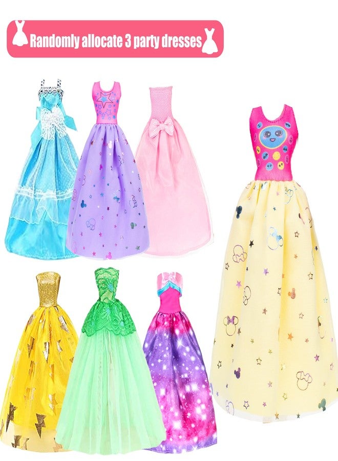ibayda 48 pcs Doll Clothes and Accessories, 2 Long Princess Dress, 2 Long Party Dresses, 2 Short Dresses, 2 Tops, 2 Pants, 5 Slip Skirts, 2 Bikinis and 31pcs Doll Accessories for 11.5 inch Dolls (No Doll) - Image 4