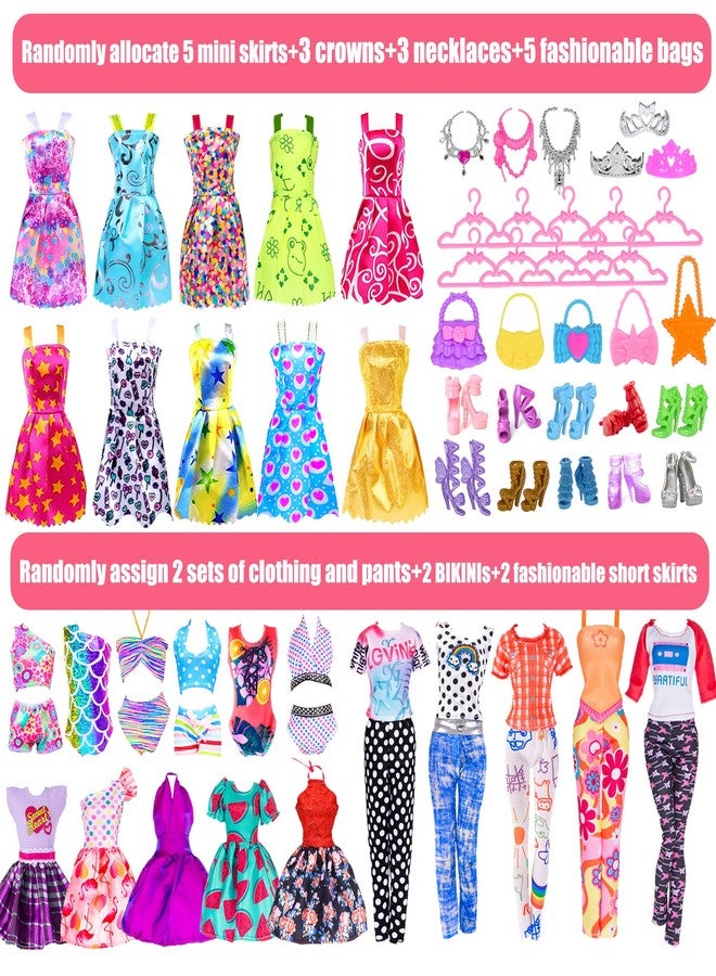 ibayda 48 pcs Doll Clothes and Accessories, 2 Long Princess Dress, 2 Long Party Dresses, 2 Short Dresses, 2 Tops, 2 Pants, 5 Slip Skirts, 2 Bikinis and 31pcs Doll Accessories for 11.5 inch Dolls (No Doll) - Image 2