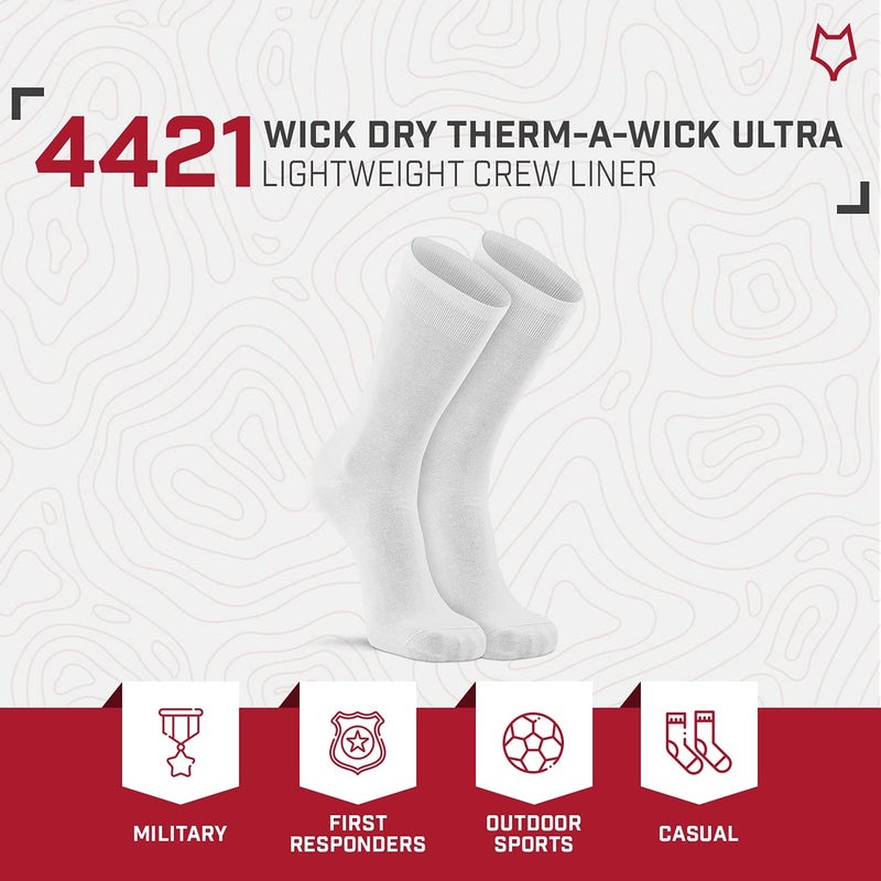 Fox River Men's Dry Therm-a-Wick Ultra-Lightweight Liner Crew Socks - White - Image 5