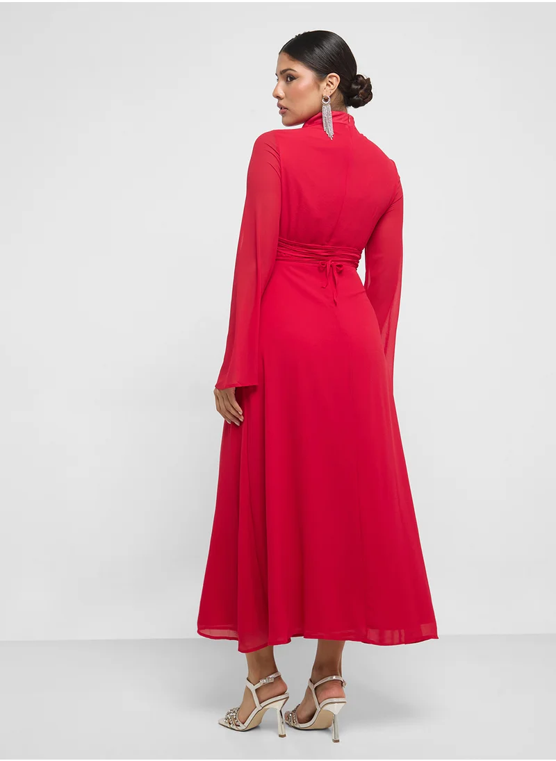 Khizana Dress With Asymmertic Neckline