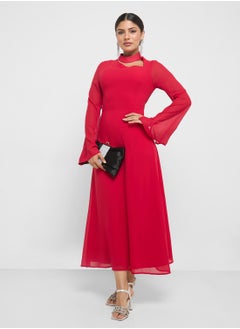 Khizana Dress With Asymmertic Neckline  - Image 4