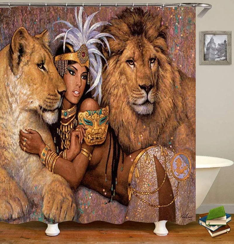 Y&D Hot Sale African Women 3D Digital Printing Style Bath Curtain 4 Pieces Waterproof Shower Curtain and Rug Set - Image 3