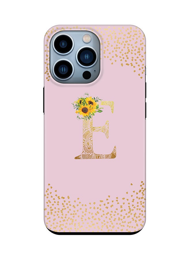 Stylizedd Monogram Tough Cover for Apple iPhone 13 Pro Case Custom Initials Letter Floral Mandala Pattern Tough Pro Dual Layer hybrid PC inner TPU protection Alphabet- E (Pink) - Image 1