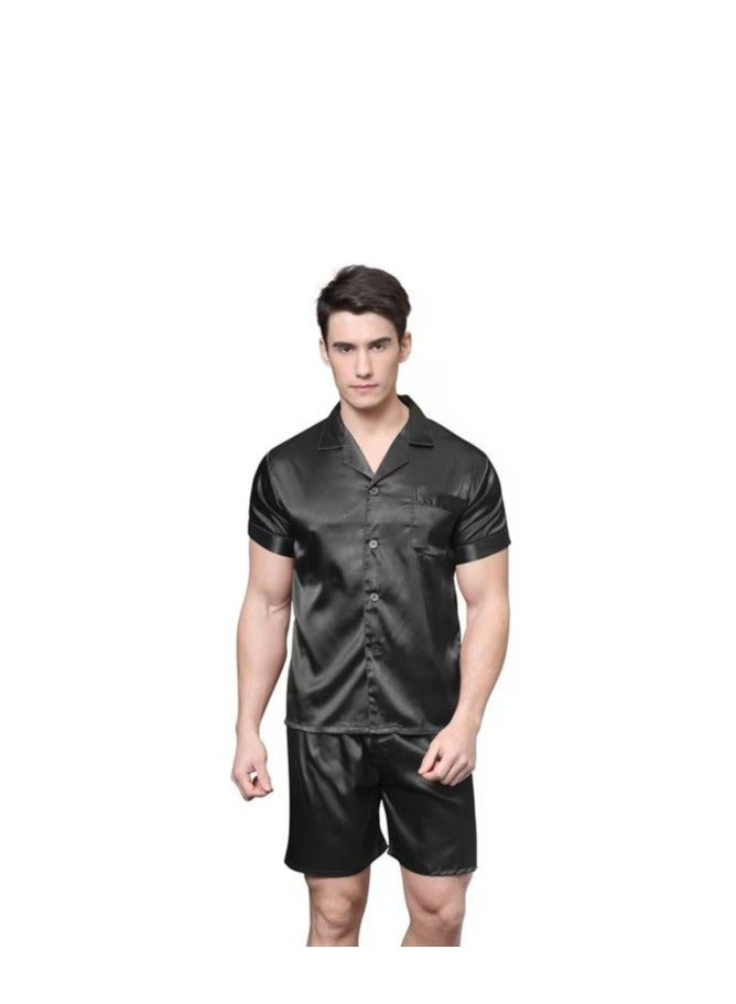 Men's half-sleeved satin pajamas - Image 1