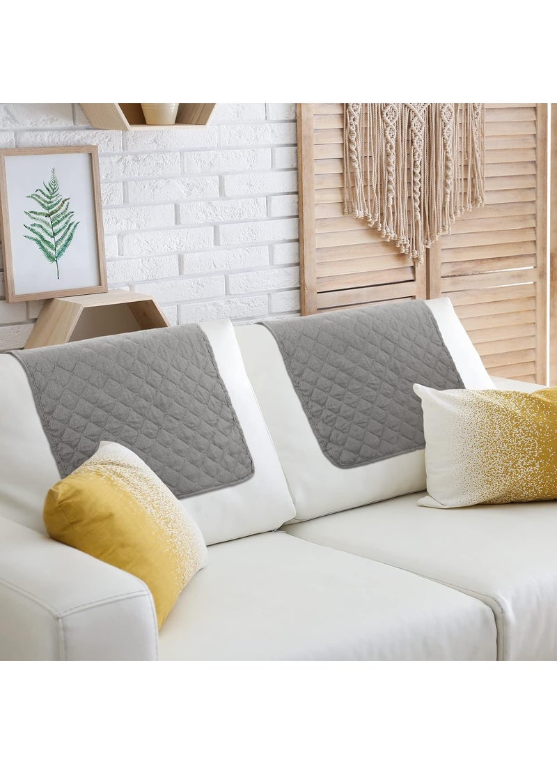 Moukeren Moukeren 3 Pieces Recliner Headrest Protector Headrest Cover for Recliner Chair Sofa Covers Couch Chair Head Protector for Sofa Furniture ProtectorsLight Gray  - Image 5