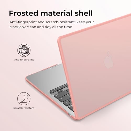 BlueSwan Hard Shell Case Compatible for Macbook Air 13.6 inch 2022-2025,M4 M3 M2 A3240 A3113 A2681,Anti-rupture Shockproof TPU Frame+PC Matte Anti-fingerprint,M2 M3 M4 Air 13 Laptop Cover-Frosted Pink - Image 5