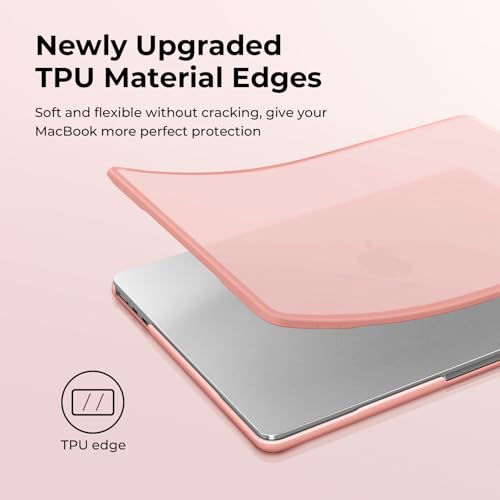 BlueSwan Hard Shell Case Compatible for Macbook Air 13.6 inch 2022-2025,M4 M3 M2 A3240 A3113 A2681,Anti-rupture Shockproof TPU Frame+PC Matte Anti-fingerprint,M2 M3 M4 Air 13 Laptop Cover-Frosted Pink - Image 4