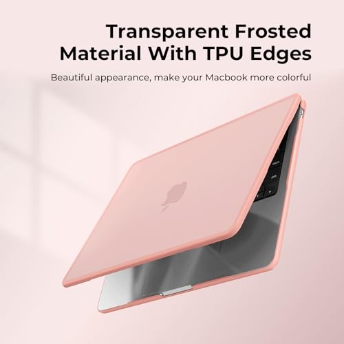 BlueSwan Hard Shell Case Compatible for Macbook Air 13.6 inch 2022-2025,M4 M3 M2 A3240 A3113 A2681,Anti-rupture Shockproof TPU Frame+PC Matte Anti-fingerprint,M2 M3 M4 Air 13 Laptop Cover-Frosted Pink - Image 3